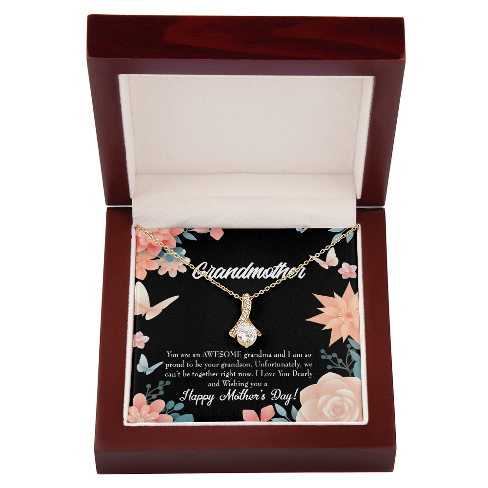 To My Grandmother Mother's Day Grandson Alluring Ribbon Necklace Message Card-Express Your Love Gifts
