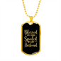 To My Husband Blessed by God Spoilled by My Husband Necklace Stainless Steel or 18k Gold Dog Tag 24" Chain-Express Your Love Gifts