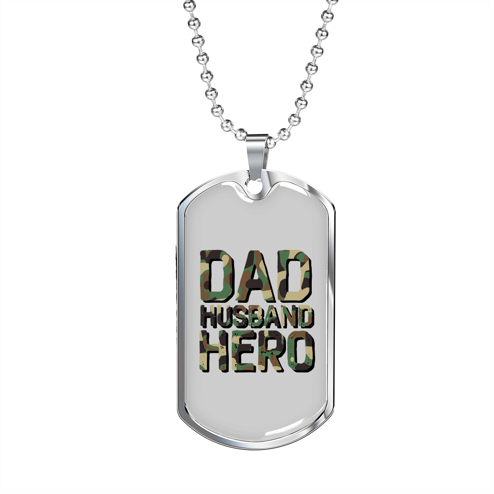To My Husband Dad Husband Hero White Necklace Stainless Steel or 18k Gold Dog Tag 24" Chain-Express Your Love Gifts
