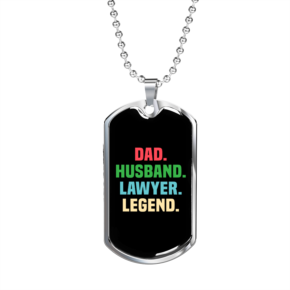 To My Husband Dad Husband Lawyer Necklace Stainless Steel or 18k Gold Dog Tag 24" Chain-Express Your Love Gifts