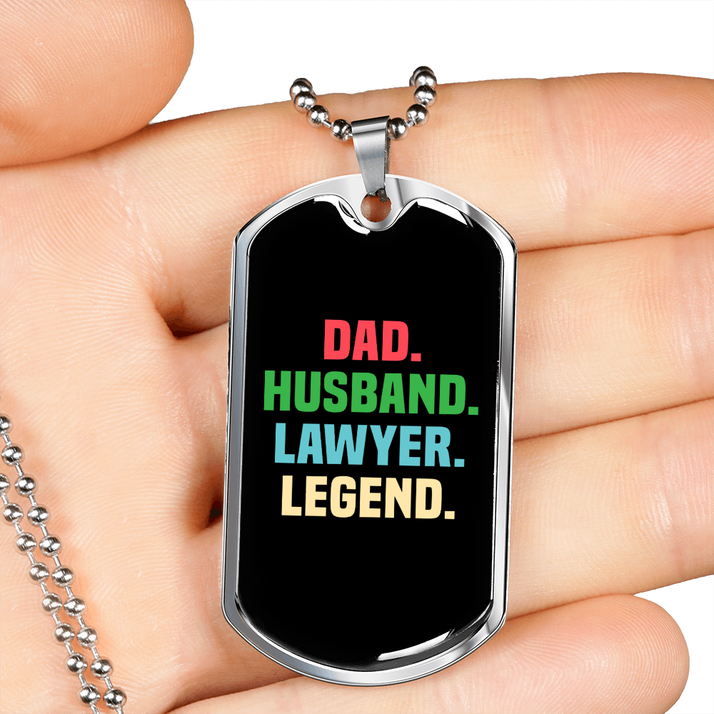 To My Husband Dad Husband Lawyer Necklace Stainless Steel or 18k Gold Dog Tag 24" Chain-Express Your Love Gifts