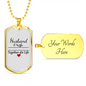 To My Husband Husband and Wife Together For Life Necklace Stainless Steel or 18k Gold Dog Tag 24" Chain-Express Your Love Gifts