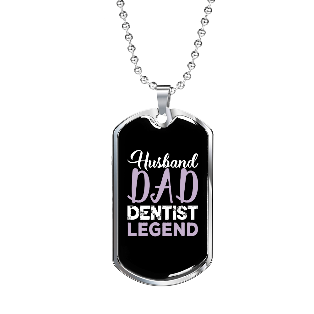 To My Husband Husband Dad Dentist Necklace Stainless Steel or 18k Gold Dog Tag 24" Chain-Express Your Love Gifts