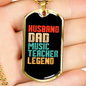 To My Husband Husband Dad Music Teacher Legend Necklace Stainless Steel or 18k Gold Dog Tag 24" Chain-Express Your Love Gifts