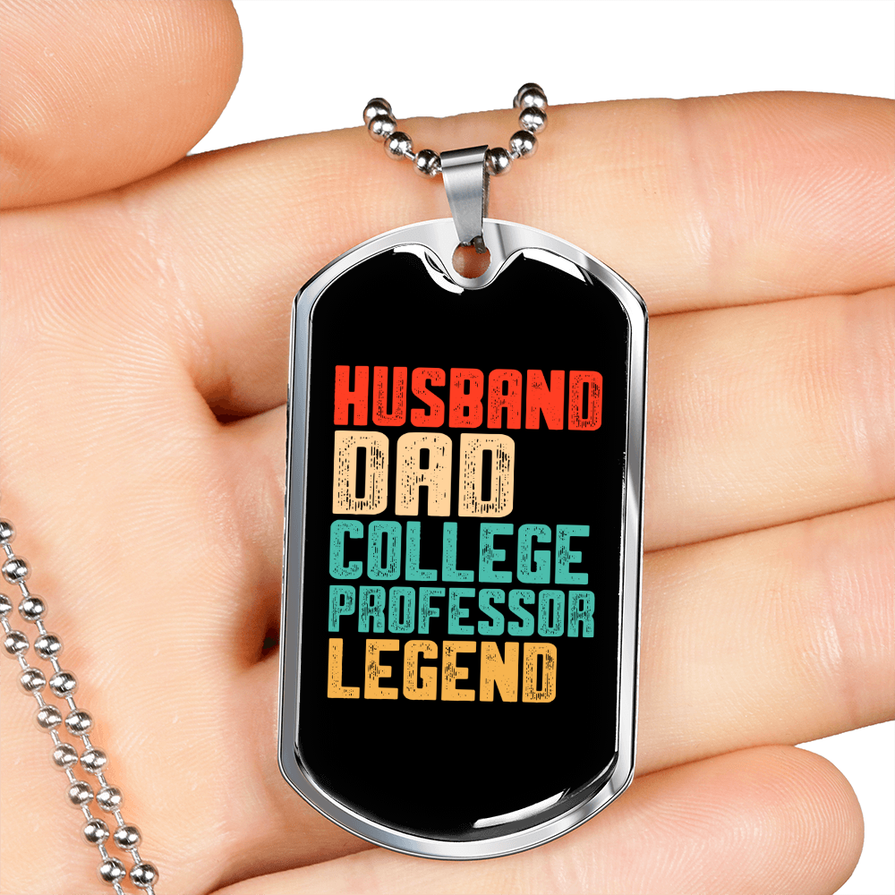 To My Husband Husband Dad Professor Legend Necklace Stainless Steel or 18k Gold Dog Tag 24" Chain-Express Your Love Gifts