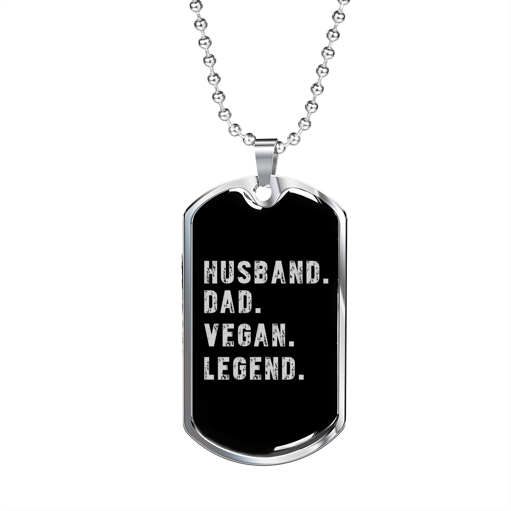 To My Husband Husband Dad Vegan Necklace Stainless Steel or 18k Gold Dog Tag 24" Chain-Express Your Love Gifts