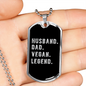 To My Husband Husband Dad Vegan Necklace Stainless Steel or 18k Gold Dog Tag 24" Chain-Express Your Love Gifts