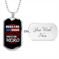To My Husband Husband Daddy Hero Necklace Stainless Steel or 18k Gold Dog Tag 24" Chain-Express Your Love Gifts