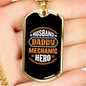 To My Husband Husband Daddy Mechanic Necklace Stainless Steel or 18k Gold Dog Tag 24" Chain-Express Your Love Gifts