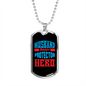 To My Husband Husband Daddy Protector Hero Blue Necklace Stainless Steel or 18k Gold Dog Tag 24" Chain-Express Your Love Gifts