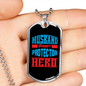 To My Husband Husband Daddy Protector Hero Blue Necklace Stainless Steel or 18k Gold Dog Tag 24" Chain-Express Your Love Gifts