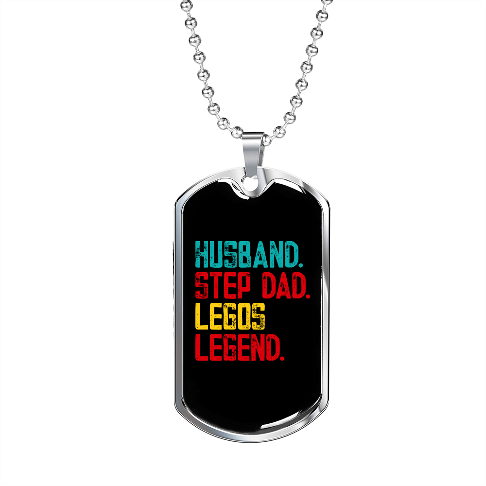To My Husband Husband Legos Legend Necklace Stainless Steel or 18k Gold Dog Tag 24" Chain-Express Your Love Gifts