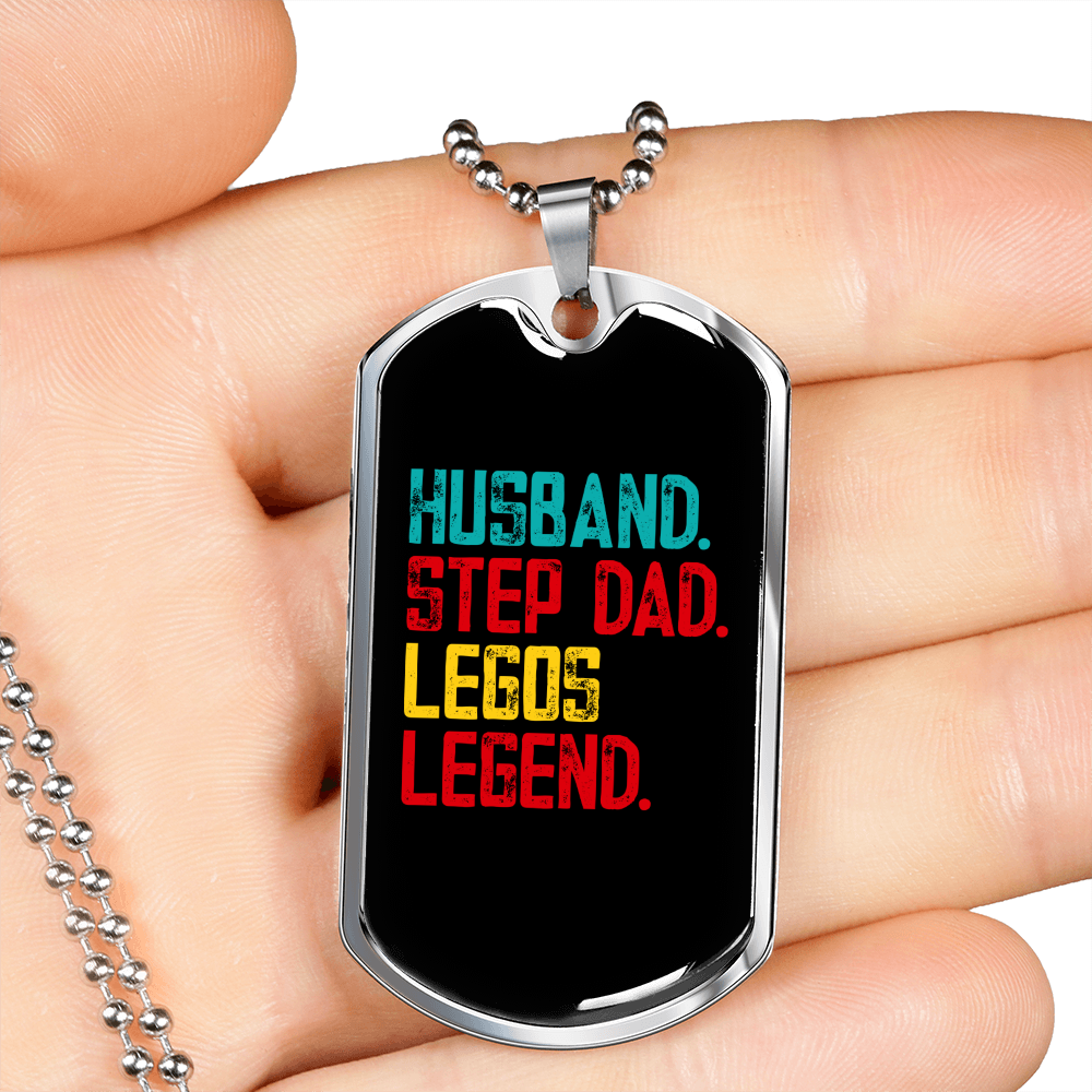To My Husband Husband Legos Legend Necklace Stainless Steel or 18k Gold Dog Tag 24" Chain-Express Your Love Gifts