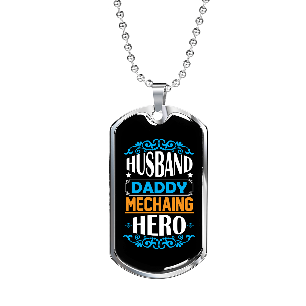 To My Husband Husband Mechanic Hero Necklace Stainless Steel or 18k Gold Dog Tag 24" Chain-Express Your Love Gifts