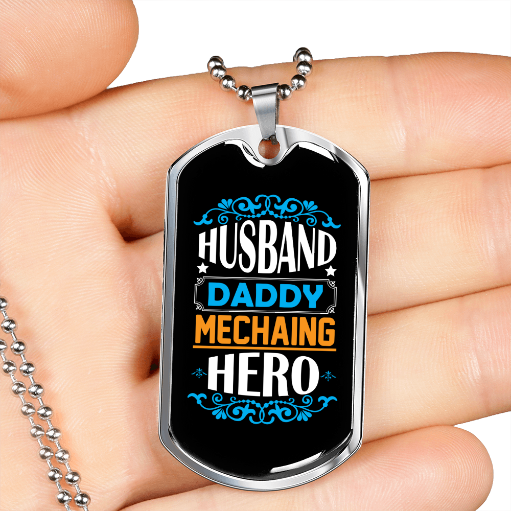To My Husband Husband Mechanic Hero Necklace Stainless Steel or 18k Gold Dog Tag 24" Chain-Express Your Love Gifts