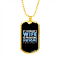 To My Husband Husband's Wife is Awesome Necklace Stainless Steel or 18k Gold Dog Tag 24" Chain-Express Your Love Gifts