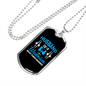 To My Husband Husband Warrior Blue Necklace Stainless Steel or 18k Gold Dog Tag 24" Chain-Express Your Love Gifts