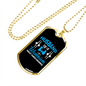 To My Husband Husband Warrior Blue Necklace Stainless Steel or 18k Gold Dog Tag 24" Chain-Express Your Love Gifts