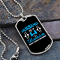 To My Husband Husband Warrior Blue Necklace Stainless Steel or 18k Gold Dog Tag 24" Chain-Express Your Love Gifts
