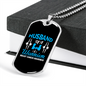 To My Husband Husband Warrior Blue Necklace Stainless Steel or 18k Gold Dog Tag 24" Chain-Express Your Love Gifts