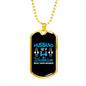 To My Husband Husband Warrior Blue Necklace Stainless Steel or 18k Gold Dog Tag 24" Chain-Express Your Love Gifts