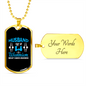 To My Husband Husband Warrior Blue Necklace Stainless Steel or 18k Gold Dog Tag 24" Chain-Express Your Love Gifts