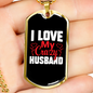 To My Husband I Love My Crazy Husband Black Necklace Stainless Steel or 18k Gold Dog Tag 24" Chain-Express Your Love Gifts