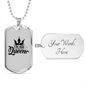 To My Husband I'm His Queen White Necklace Stainless Steel or 18k Gold Dog Tag 24" Chain-Express Your Love Gifts