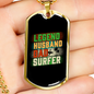 To My Husband Legend Husband Dad Surfer Necklace Stainless Steel or 18k Gold Dog Tag 24" Chain-Express Your Love Gifts