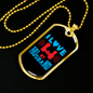 To My Husband Love My Husband Blue Necklace Stainless Steel or 18k Gold Dog Tag 24" Chain-Express Your Love Gifts