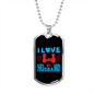 To My Husband Love My Husband Blue Necklace Stainless Steel or 18k Gold Dog Tag 24" Chain-Express Your Love Gifts