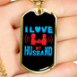 To My Husband Love My Husband Blue Necklace Stainless Steel or 18k Gold Dog Tag 24" Chain-Express Your Love Gifts