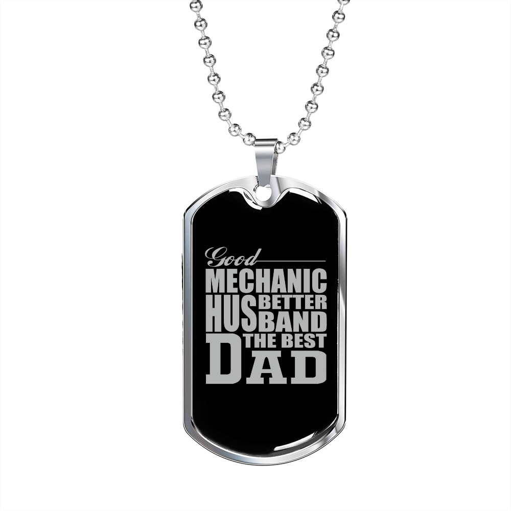 To My Husband Mechanic Husband Necklace Stainless Steel or 18k Gold Dog Tag 24" Chain-Express Your Love Gifts