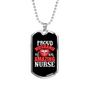 To My Husband Proud Husband of an Amazing Nurse Necklace Stainless Steel or 18k Gold Dog Tag 24" Chain-Express Your Love Gifts