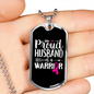 To My Husband Proud Husband Warrior Necklace Stainless Steel or 18k Gold Dog Tag 24" Chain-Express Your Love Gifts