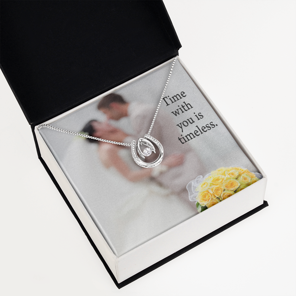 To My Husband Timeless Lucky Horseshoe Necklace Message Card 14k w CZ Crystals-Express Your Love Gifts