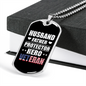 To My Husband Veteran Hero Husband Necklace Stainless Steel or 18k Gold Dog Tag 24" Chain-Express Your Love Gifts