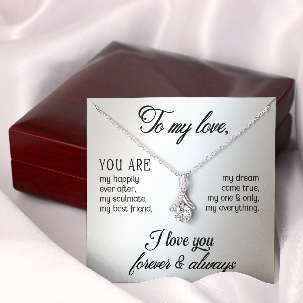 To My Love Alluring Ribbon Necklace Message Card-Express Your Love Gifts
