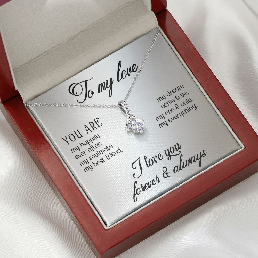 To My Love Alluring Ribbon Necklace Message Card-Express Your Love Gifts