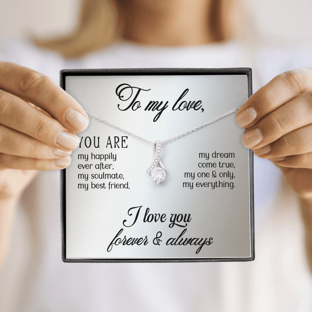 To My Love Alluring Ribbon Necklace Message Card-Express Your Love Gifts