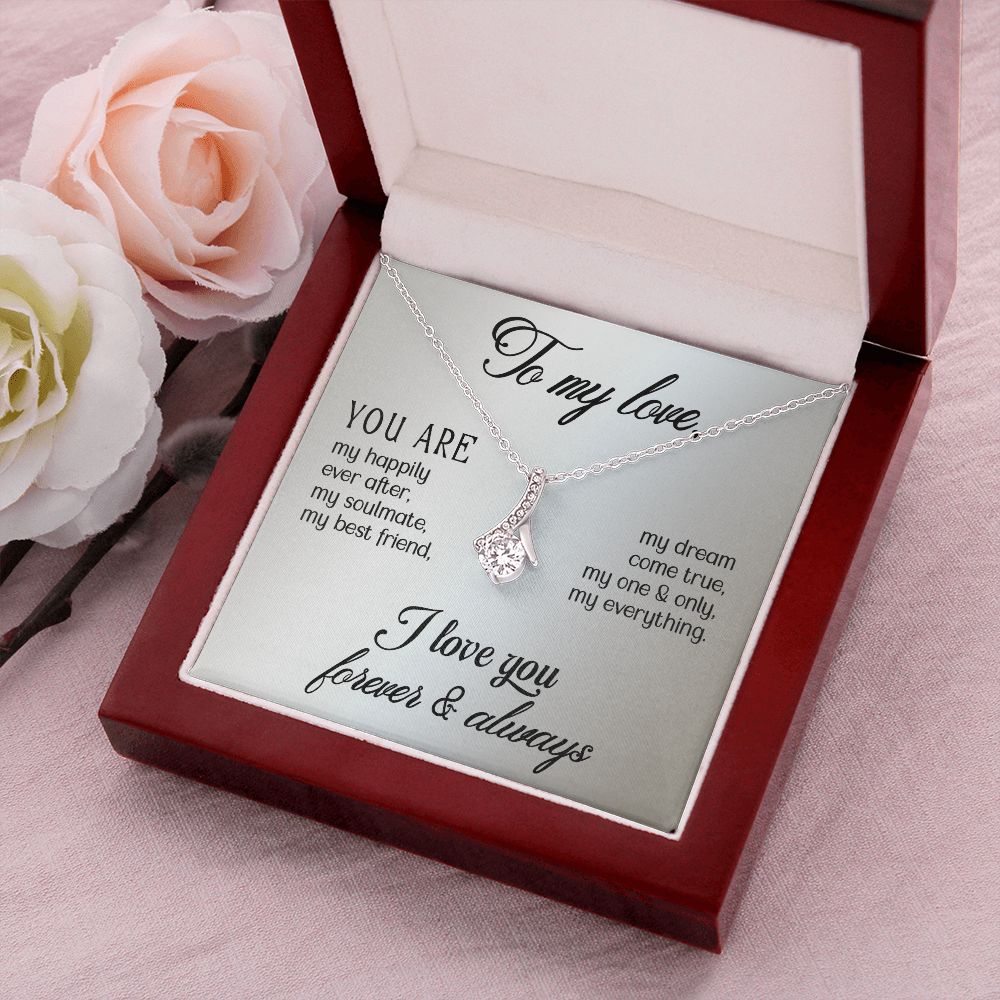 To My Love Alluring Ribbon Necklace Message Card-Express Your Love Gifts