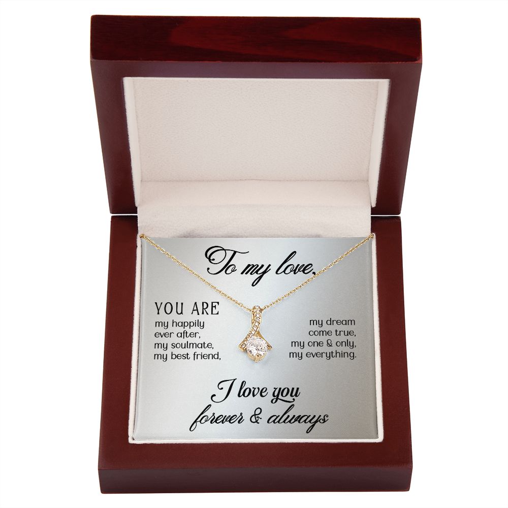 To My Love Alluring Ribbon Necklace Message Card-Express Your Love Gifts