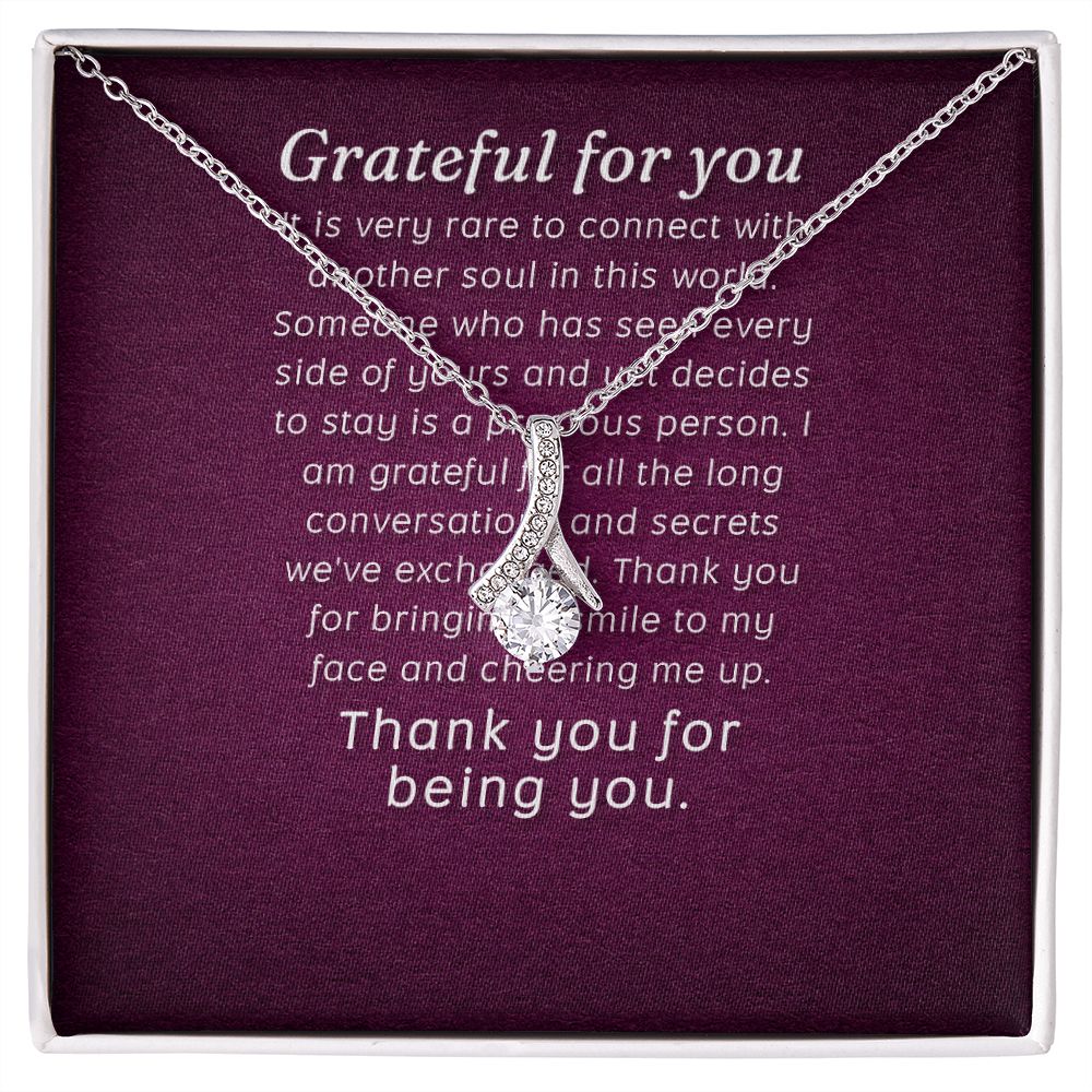 To My Love Grateful For You Alluring Ribbon Necklace Message Card-Express Your Love Gifts