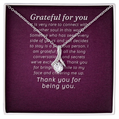To My Love Grateful For You Alluring Ribbon Necklace Message Card-Express Your Love Gifts