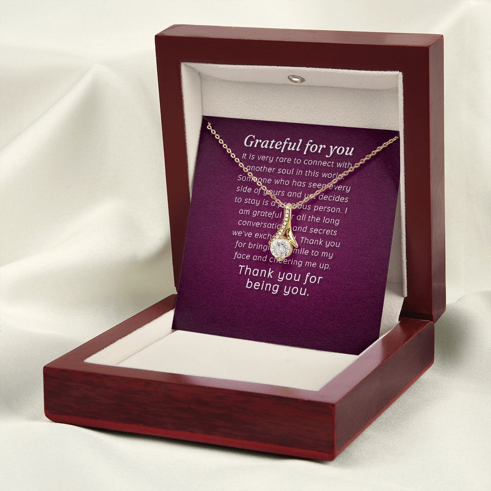 To My Love Grateful For You Alluring Ribbon Necklace Message Card-Express Your Love Gifts