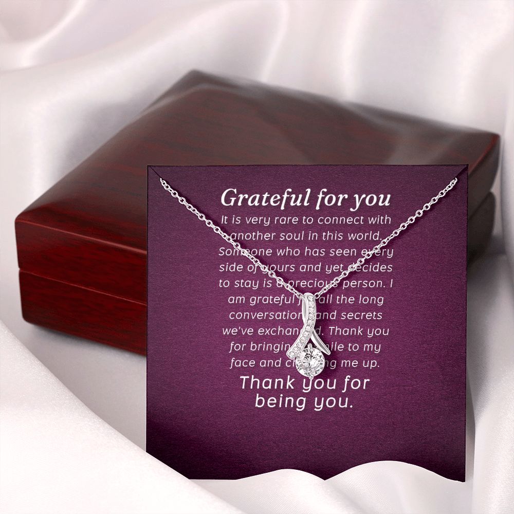 To My Love Grateful For You Alluring Ribbon Necklace Message Card-Express Your Love Gifts