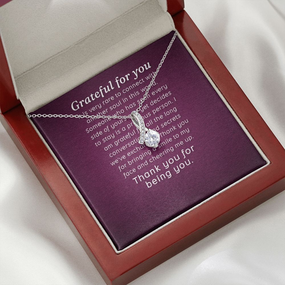 To My Love Grateful For You Alluring Ribbon Necklace Message Card-Express Your Love Gifts