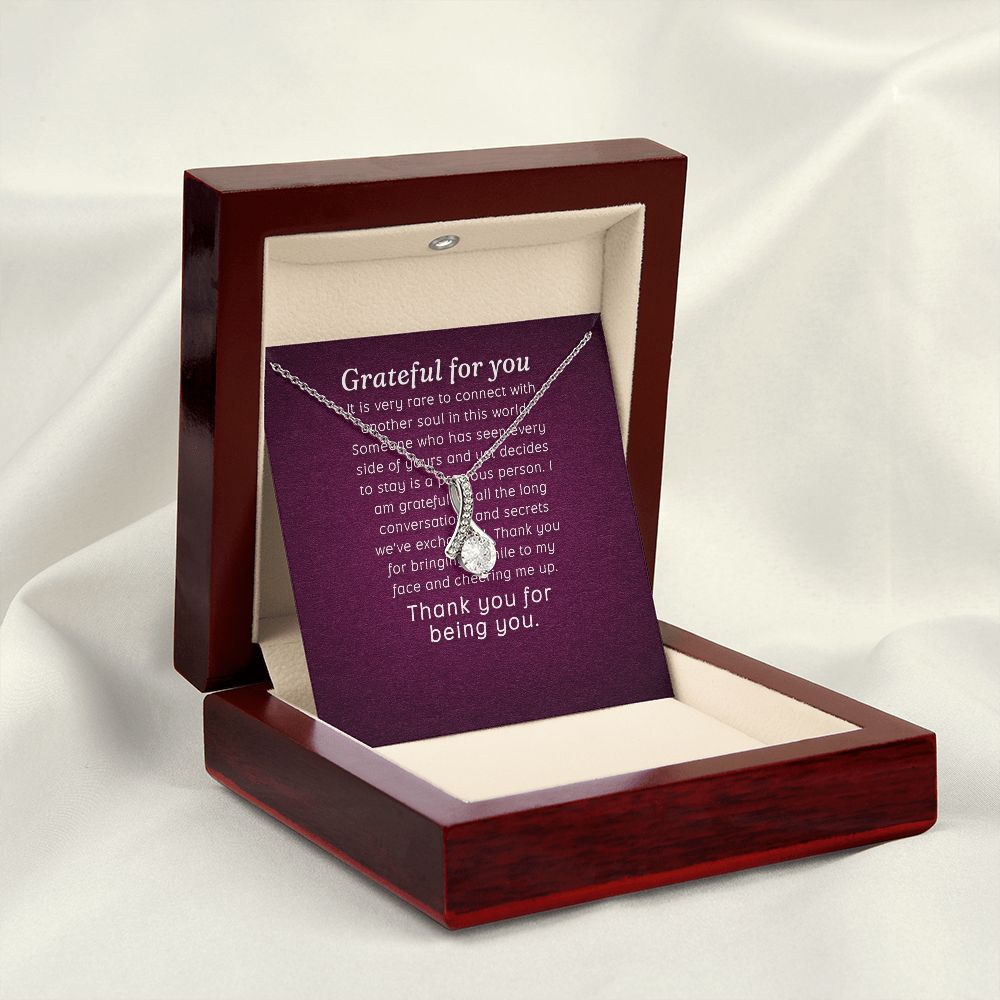 To My Love Grateful For You Alluring Ribbon Necklace Message Card-Express Your Love Gifts