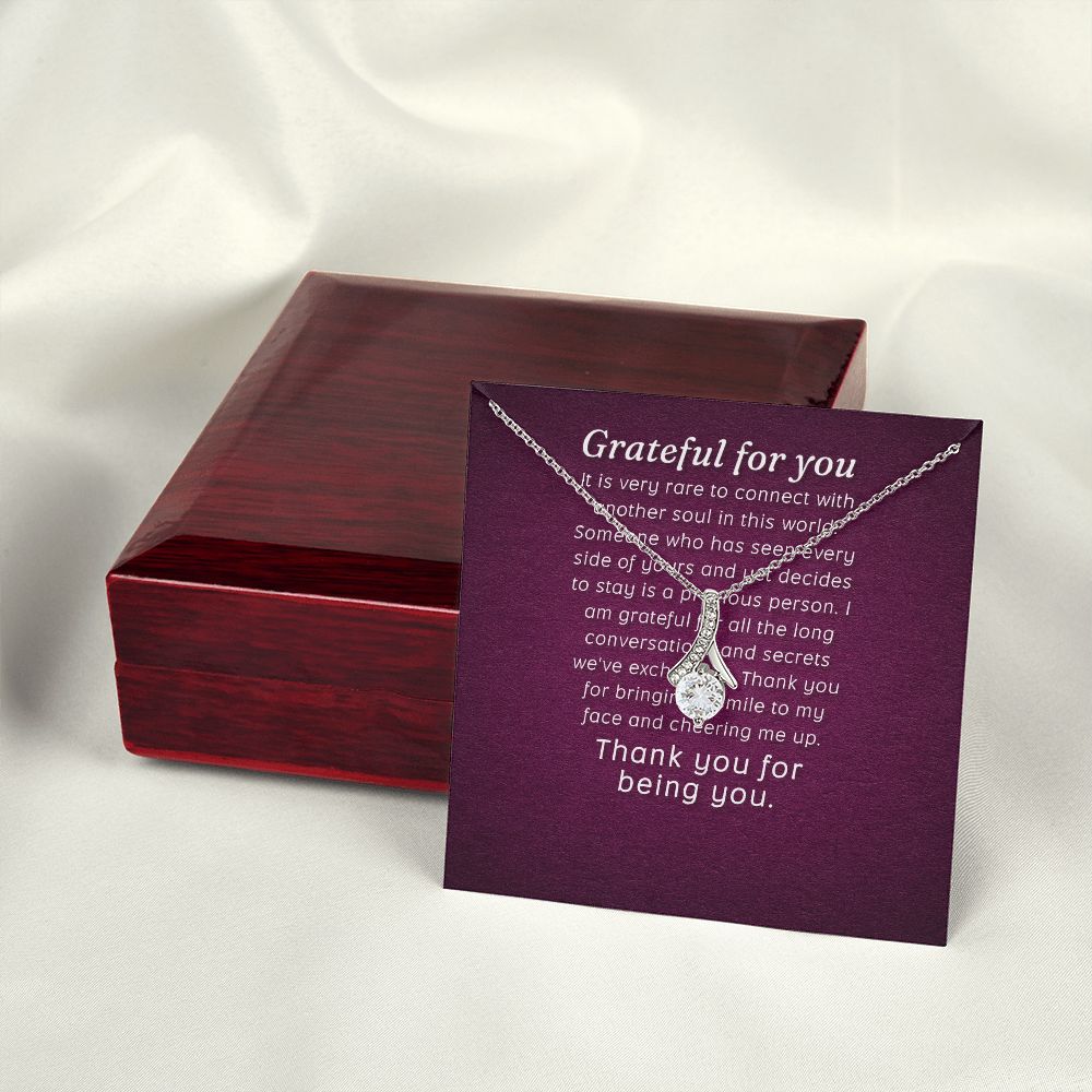 To My Love Grateful For You Alluring Ribbon Necklace Message Card-Express Your Love Gifts