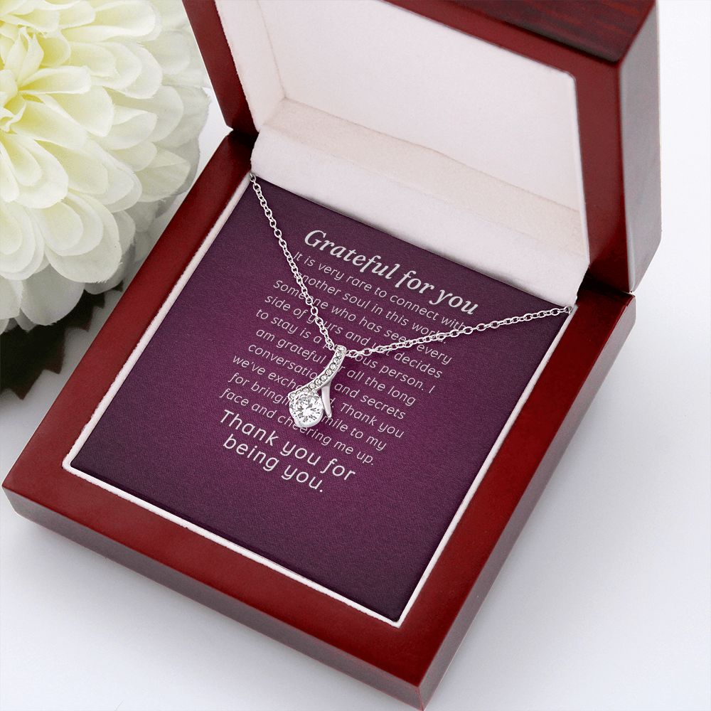 To My Love Grateful For You Alluring Ribbon Necklace Message Card-Express Your Love Gifts